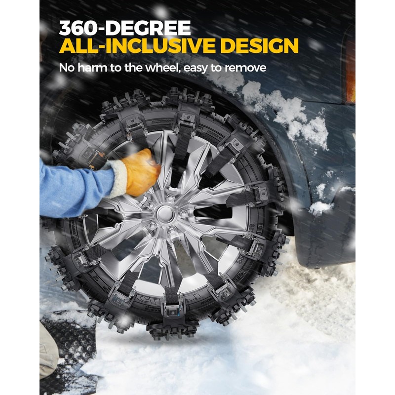 KYX Tire Chains for Car/SUV/Pickup Truks, Adjustable Universal Emergency Snow