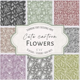 Cute Cartoon Flowers: Scrapbook, Craft, Decoupage paper, 20 double-sided sheets, 10 designs, 6'' x 6''