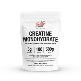 Hearthy Foods Creatine Monohydrate Micronized Powder | 500g, 100 Servings | 5g per Serving | Unflavored | Muscle, Strength & Performance Support
