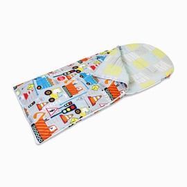 Girls Boys Kids Big Digger Trucks Grey 155 x 65 cm Reversible Sleeping Bag