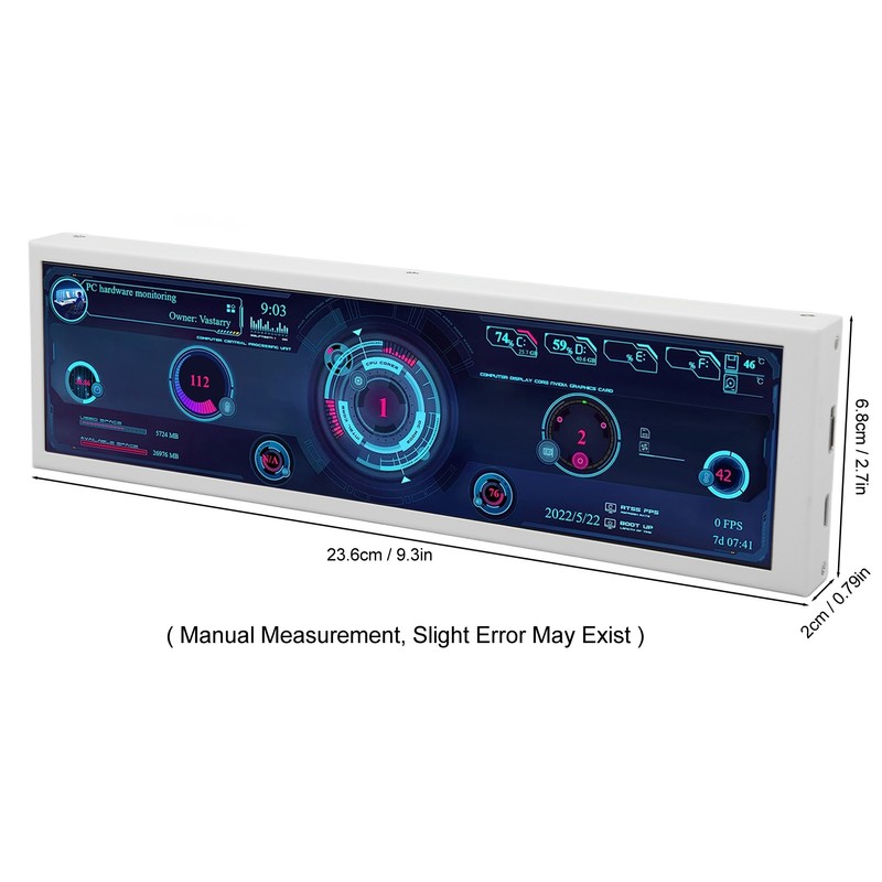 8.8in PC Temp Monitor USB C PC Sensor Panel Display