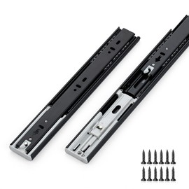 1 Pair Soft Close Heavy Duty Metal Ball Bearing Full Extension Dresser Drawer Slides - 20 Inches, Side Mount, Black