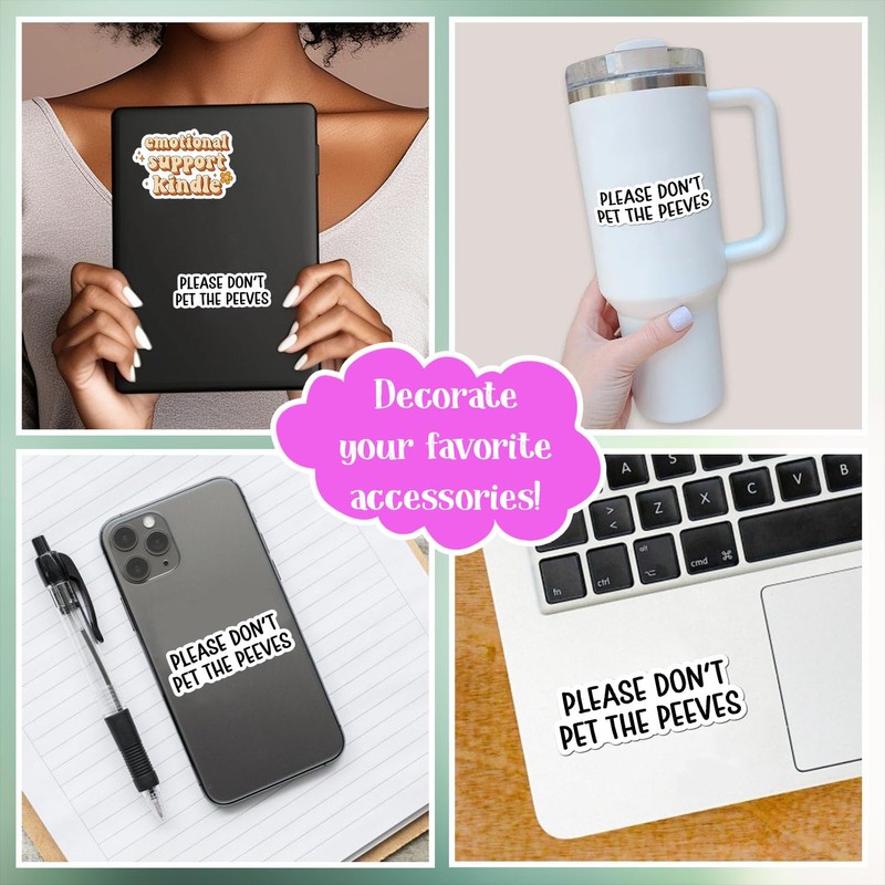 (3Pcs) Please Don't Pet The Peeves Sticker Funny Quote Sarcastic
