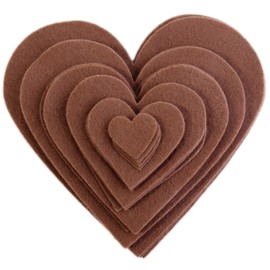 Playfully Ever After 1 to 6 inch Multi-Size Pack 24pc Felt Hearts (Cocoa Brown)