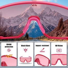 GY Shooting Glasses Safety Glasses for Men/Women, Cycling Airsoft Hunting Tactical Goggles with Case/ANSI Z87.1 (Pink Frame (Pink Lens))