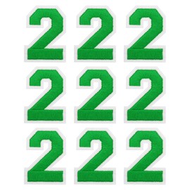 MECCANIXITY Iron on Number Patches 2" Number 2 Iron on Embroidered Patch Sew on Letter Stickers Applique for Repairing Clothing Jeans Shoes Hats DIY(Green, Pack of 9)