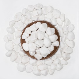 5 lbs Pure White River Rocks, 1-1.7 Inch Natural Stones for Succulents, Bonsai Trees, Fish Tanks, and Garden Pathways, Perfect for Multi-Purpose Landscaping Projects