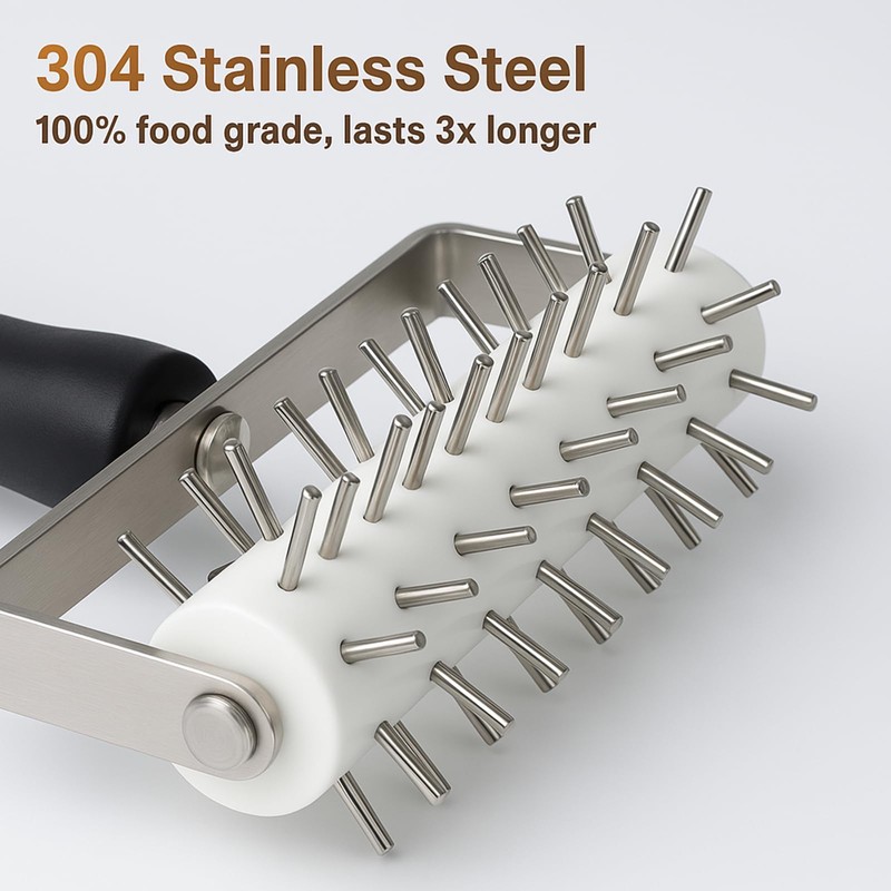 EVEDMOT Pizza Dough Docker Roller Stainless Steel, Pin Puncher Dough