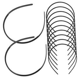 BIUDECO 12pcs Black Diy Plastic Headbands with Slip Teeth Lightweight Semi Finished Hair Bands for Women and Secure Fit Crafting Accessories for Casual and Sports Use