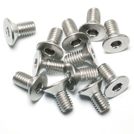 PZRT 12pcs Hexagon Hex Socket Countersunk Screw Stainless Steel A2-70 Flat Head Screw Allen Bolts M6x12, Silver Tone