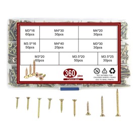 Wood Screws, Countersunk Screw Set Zinc Plated Drywall Concrete Screws Color Zinc Screws Multi Use High Performance Self Tapping Screws, Assorted Wood Screws For DIY, Furniture & Repairs