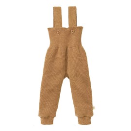 Disana Knitted bib shorts, 100% organic merino wool GOTS, IVN Best | with high waistband | newborn baby toddler child unisex | made in Germany, caramel