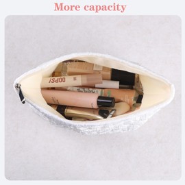 lllyan Makeup Organizer and Toiletry Bag for Women - Travel Makeup Bag with relief Design, Perfect Travel Toiletry Bag, White