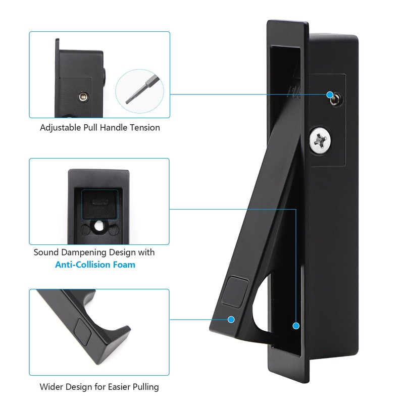 Dontay 2 Pack Pocket Door Handle with Lock and Edge