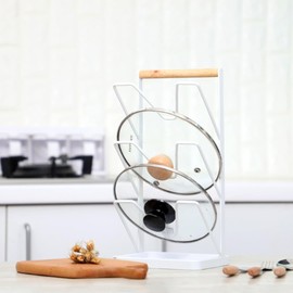Tinopui Pot Lid Stand, Cutting Board, Lid Stand, Kitchen, Multi-functional, Pot Lid Stand, Storage, White