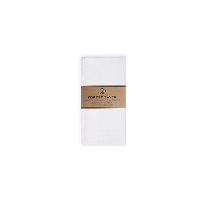 Zenssia Men's White Pure Cotton Handkerchiefs with Hem, Pack of