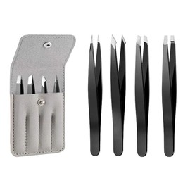 SSZYMAOYI Precision Tweezers, Tweezers, Beveled Angle, Unisex, Eyebrow Tweezers, Nose, Beard, Ears, Precision Tweezers, Stainless Steel, Storage Case Included, Non-Stress Removal