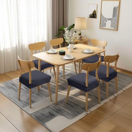 NORTHERN BROTHERS Dining Chair Seat Covers Set of 4 - Stretch Jacquard Kitchen Chair Covers Washable, Removable Dining Room Chair Slipcover Seat Protector Covers(Dark Grey Pattern 1, Set of 4)