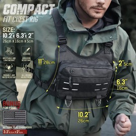 Outdoor Sport Chest Rig for Men, Running Vest Bag with Pack Holster (Black)