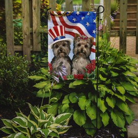 Caroline's Treasures PPP3245GF Yorkie USA Flag Garden Size, Small, Multicolor