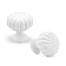 goldenwarm 10 Pack White Drawer knobs Round Glossy White Cupboard Knobs, Single Hole Kitchen Handles