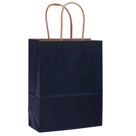 qiqee qiqee 32-Packs Navy Blue Paper Gift Bags with Handles Bulk 8.26"×6"×3.15" Small Size Gift Bags Multiple Uses（Small Size）