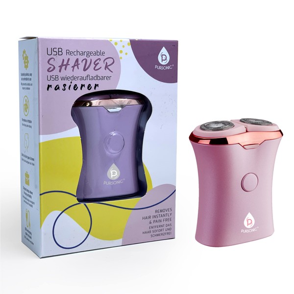 Pursonic USB Rechargeable Ladies Shaver, Removes Hair Instantly & Pain Free, Perfect Design is Great for Legs, Bikini, Arms and Ankles! (Pink)