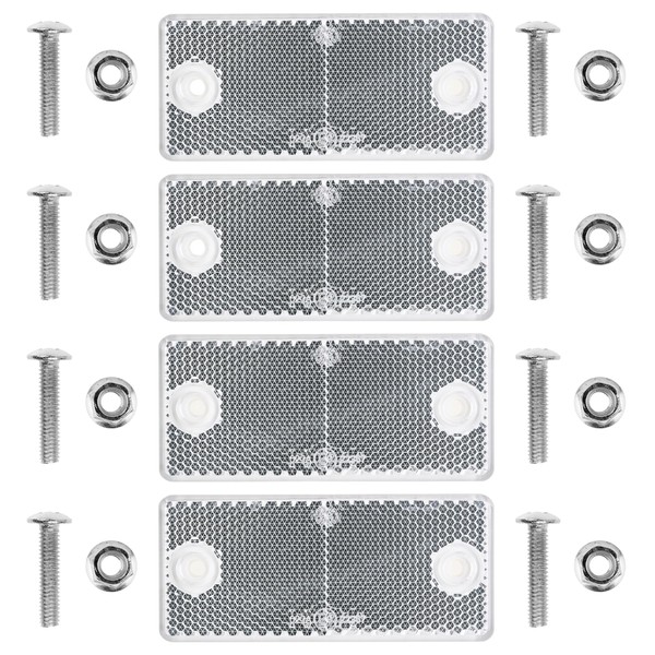 Pack of 4 White Rectangular Screw-On Reflectors 90 x 40