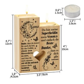 PRSTENLY Geschenke für Mama, Kerzenständer Mit Spruch für Den Beste Mama Geschenk, Geburtstagsgeschenk Mama, Mutter Geschenk zum Muttertag Geburtstag