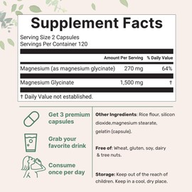 Micro Ingredients Triple Strength Magnesium Glycinate 1,500mg Per Serving, 240 Capsules | Easily Absorbed Chelated Magnesium + Elemental Form | Healthy Muscle, Bones, & Mood Support Supplement | Non-GMO