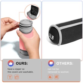 Hand Weights for Women Men 2lbs Each Weight, Soft Dumbbells Set of 2 Detachable Dumbbell Walking Weight with Hand Strap for Home Gym Exercise Workout Running Aerobics, Light Pink