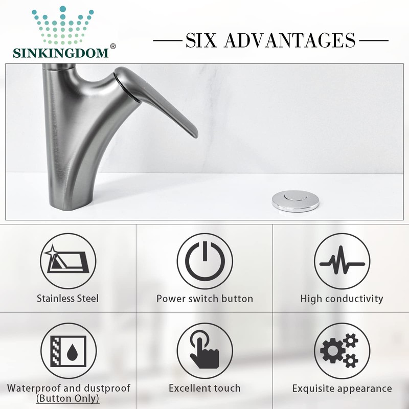 SINKINGDOM Garbage Disposal SinkTop Air Switch Kit with Stainless Steel