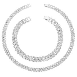 HH BLING EMPIRE Diamond Cuban link Chain for Women-Iced Out Silver Gold Chunky Cuban Necklace-Hip Hop Jewelry Chains, 16", Zinc, faux diamond