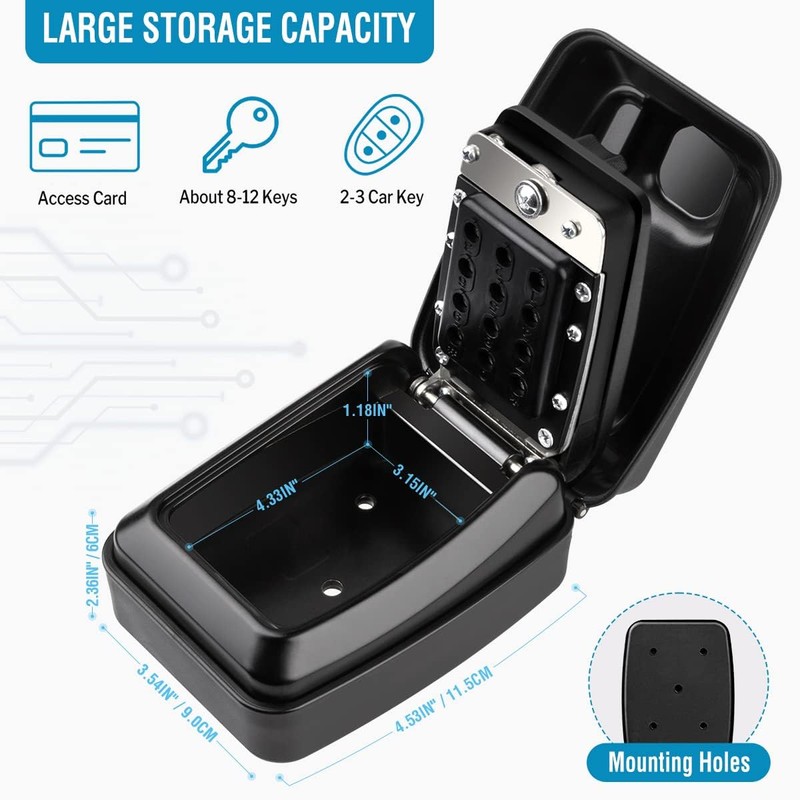 BKNOOU Key Lock Box Wall Mount with Code, Key Lock