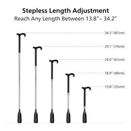 bonfaran Premium Shoe Horn Long Handle, 14"- 35” Telescoping Stainless Steel Shoe Horn, Adjustable Length, Portable Shoe Horn, Extendable Long Shoe Horn for Seniors Pregnant Women Kids (BLACK)
