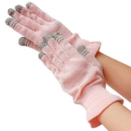 [Kinuya] 100% Silk Smartphone Compatible Short Gloves (4381) (FREE, Pink), Pink