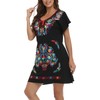 YZXDORWJ Women Mexican Embroidered Dress Short Sleeve (XXXL, 27BKR)