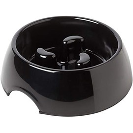 Rosewood Anti scoff Slow Feeder, Melamine Dog Bowl, Black, large