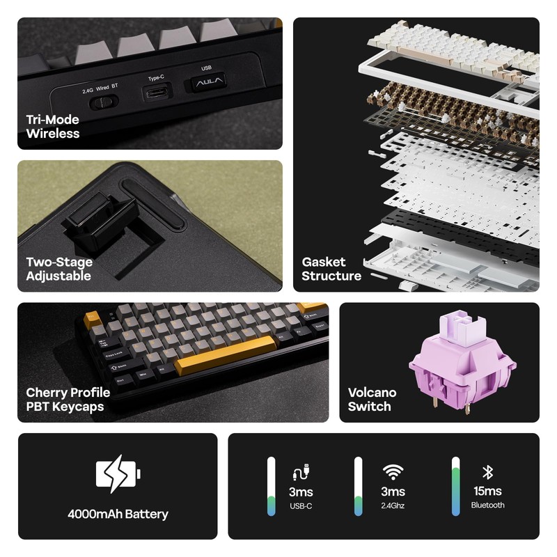 EPOMAKER Aula F108 Full Size Wireless Gaming Keyboard with 4000mAh