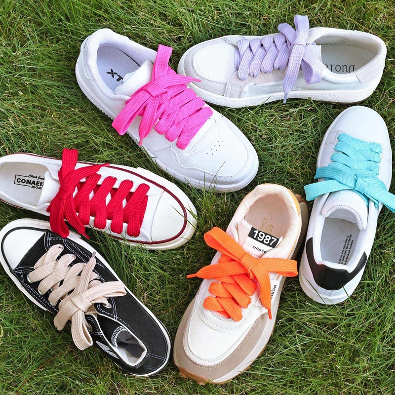 Olukssck 2 Paris Fat Shoe Laces for Sneakers, 5/8" Wide