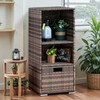 Devoko Outdoor Pool Towel Rack Patio Waterproof Rattan Wicker Storage