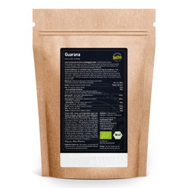 Biotiva Guarana Powder Organic - 250g Pure Guarana Powder - Energizer - Guaranteed Without additives - Made and Controlled in Germany (DE-ÖKO-005) - 100% Vegan