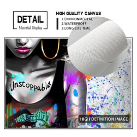 BAVEQAS African American Wall Art - Black Queen with Crown Street Art Canvas, Colorful Inspirational Graffiti Wall Decor, Modern Home Decor for Living Room, Bedroom, 12x16 Inch