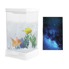 Small Betta Fish Tank,Betta Fish Tanks with Lighting and Filter for Desk | Home Decor Tabletop Landscape Accessories for Living Room Study Room Office