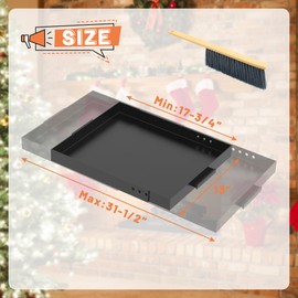 GCGOODS Fireplace Tray with Handles, Expandable Ember Holder Fireplace Pan with 13 Inch Front to Back, Adjustable Ash Pan for Ash Collection, Brush Included for Easy Cleaning, Black, Rectangle