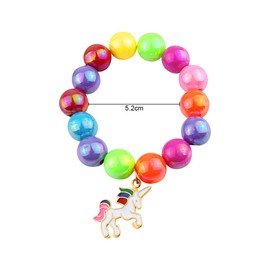 Jagowa 1 PCS Girls Rainbow Bracelets Colorful Beads Bow Pendant Bracelet Charm Girls Gift for Birthday Party Favors