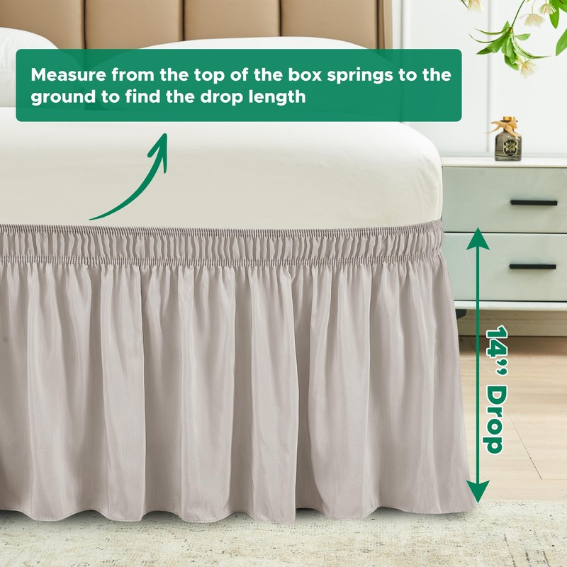 Biscaynebay Wrap Around Bed Skirts for Queen Beds 14" Drop,