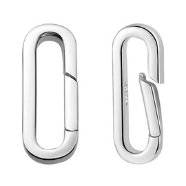 PH PandaHall 2pcs 925 Sterling Silver Spring Bail Connector, 20x7mm Long Necklace Clasps and Closures Bail Clasp Necklace Enhancer Connector Snap Clasps Gate Ring for DIY Jewelry Crafts Making, 2pcs