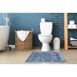 MUJOO - Alfombras lavables a máquina de 2 x 3 pies, antideslizantes, bohemias, para entrada, cocina, baño, recámara, clásico, suave, de pelo bajo, color azul marino