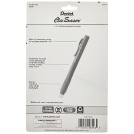 Pentel Clic Eraser Grip Retractable Eraser with Grip Office Barrel Colors (Black, Red, Blue) 7 Pack